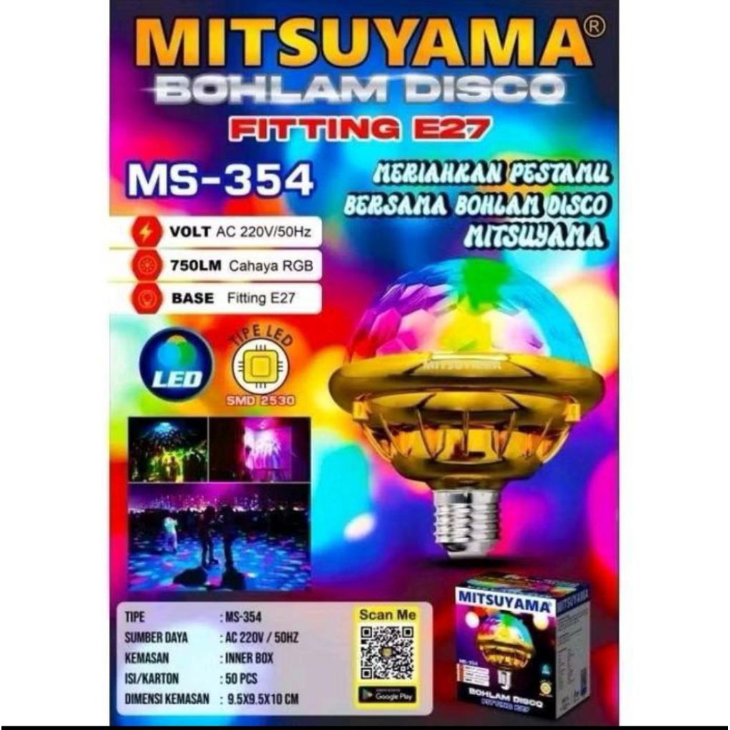 BOHLAM LAMPU DISCO MS-354 Matsuyama Lampu Disco Magic Ball RGB E27 LED 7-WARNA Lampu Dugem