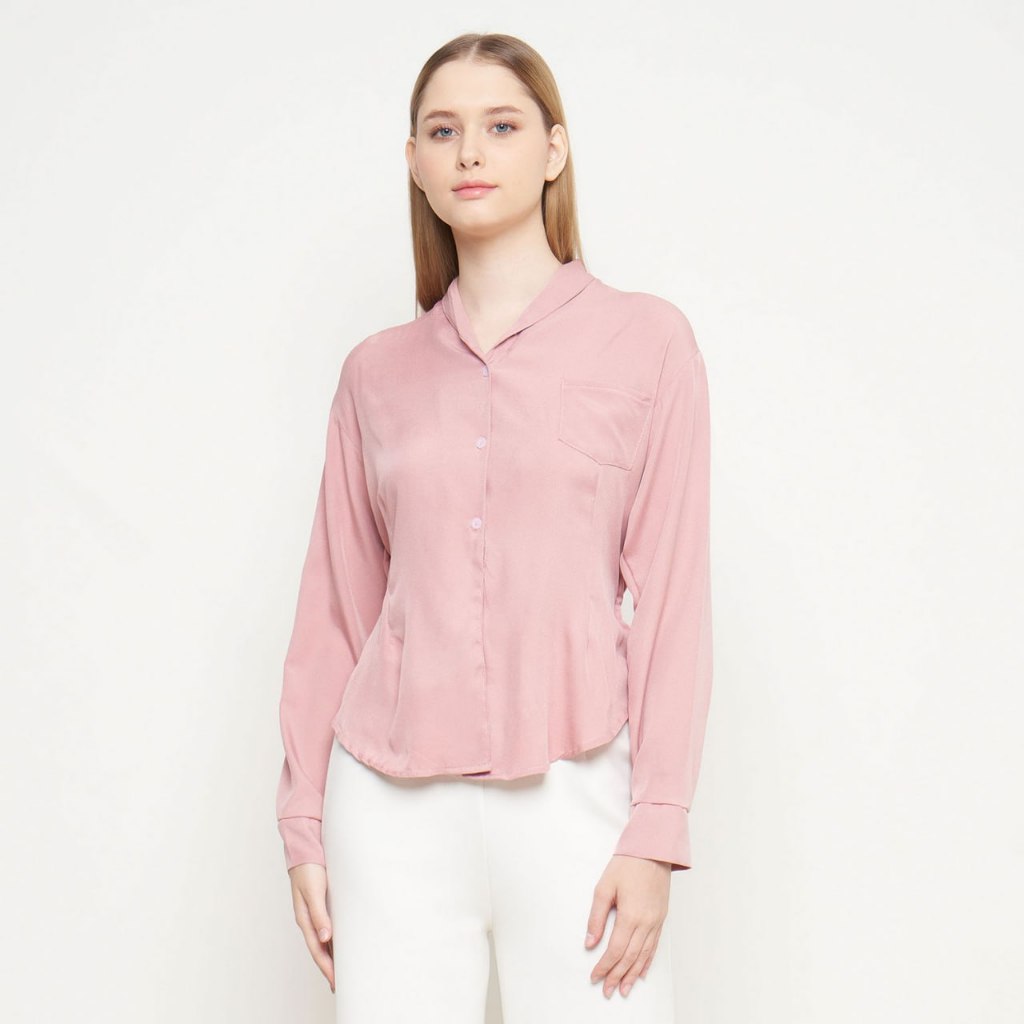 ASK - Kemeja Anti kusut /kemeja Wanita Press Body Lengan Panjang Kemeja Kerja Wanita kemeja07