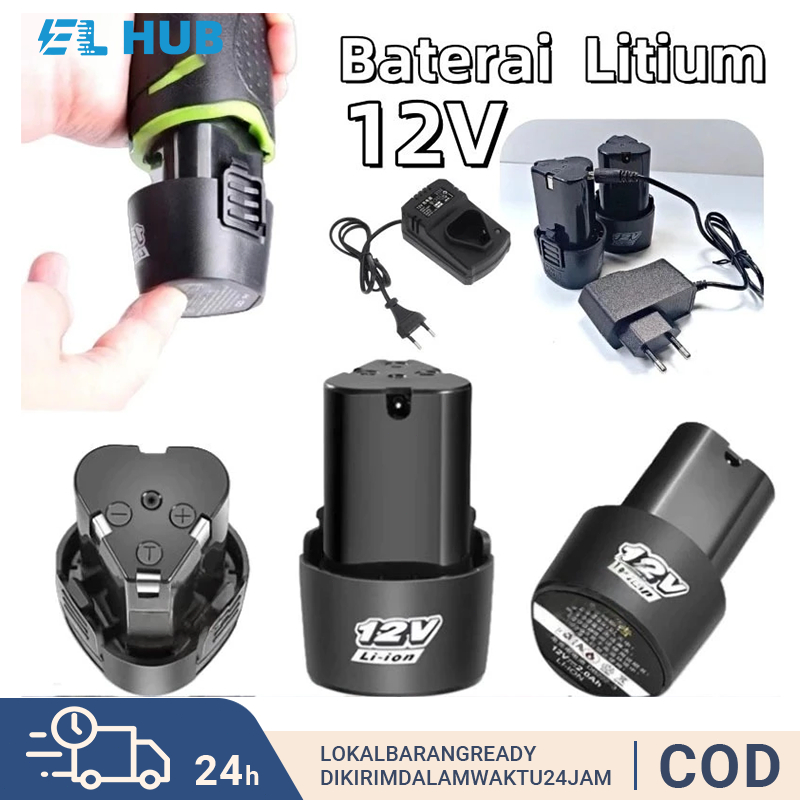 2PCS batrai baterai bor cordless 12v 12 volt jld Baterai Bor Cordless Li-Ion 12 Volt Baterai Bor Ele