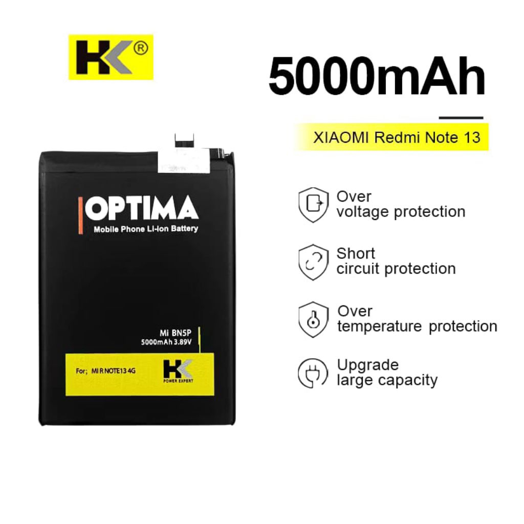 HK Optima Baterai Xiaomi Redmi Note 13 BN5P 5000 mAh 3.89V Double IC