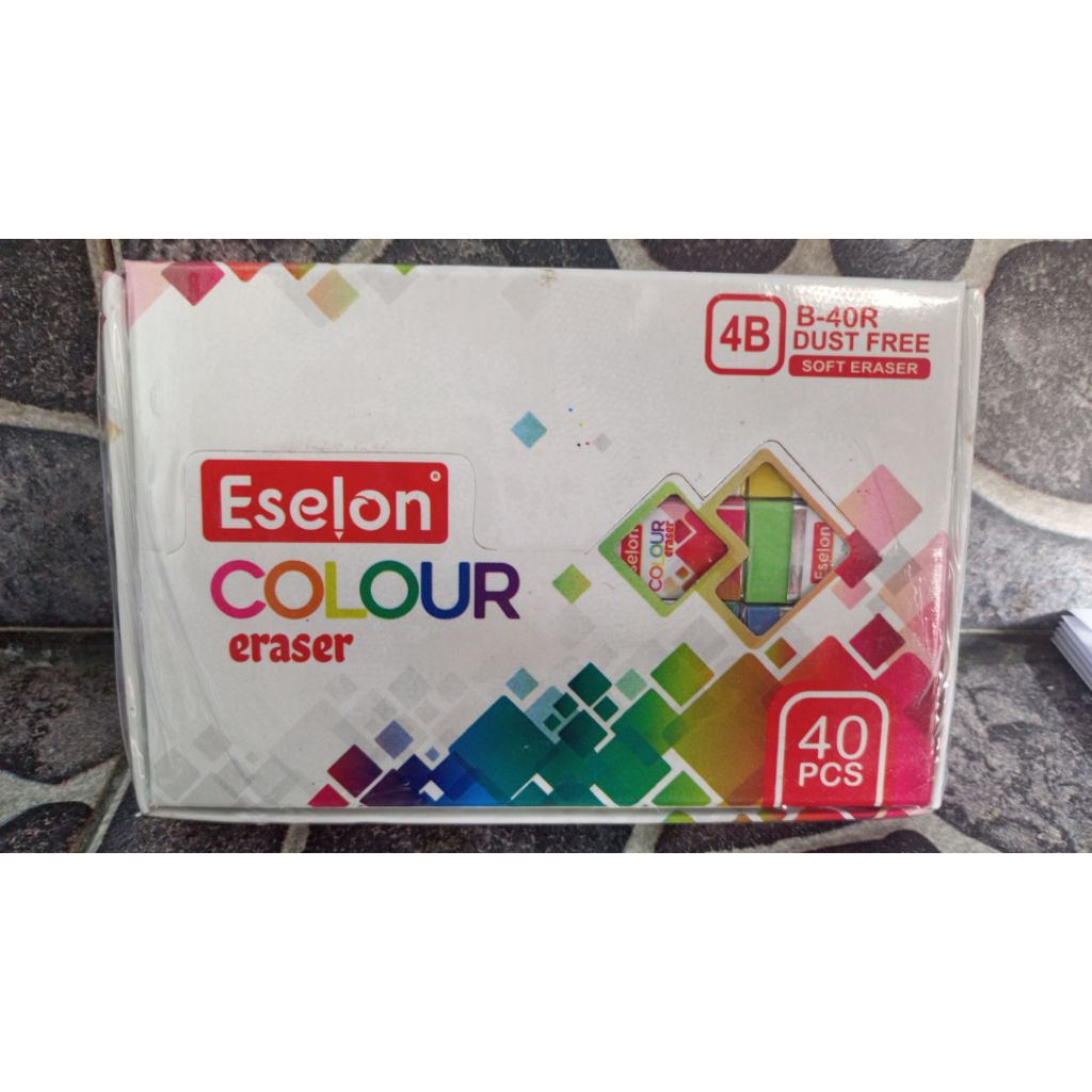 

(1 PAK) Penghapus ESELON Kecil Warna Warni Isi 40 Pcs