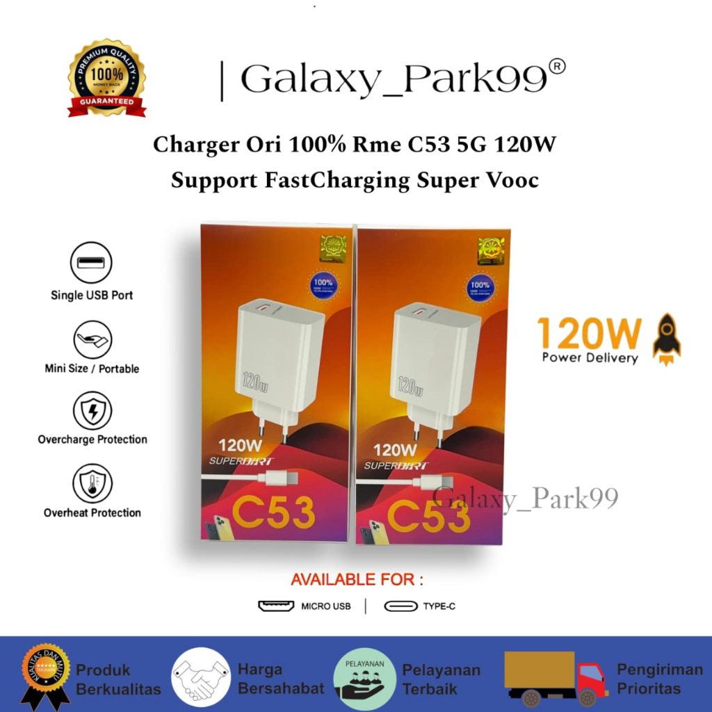 Charger Ori 100% Realme C53 5G 120W Support FastCharging super Vooc kompatible semua hp smartphone a