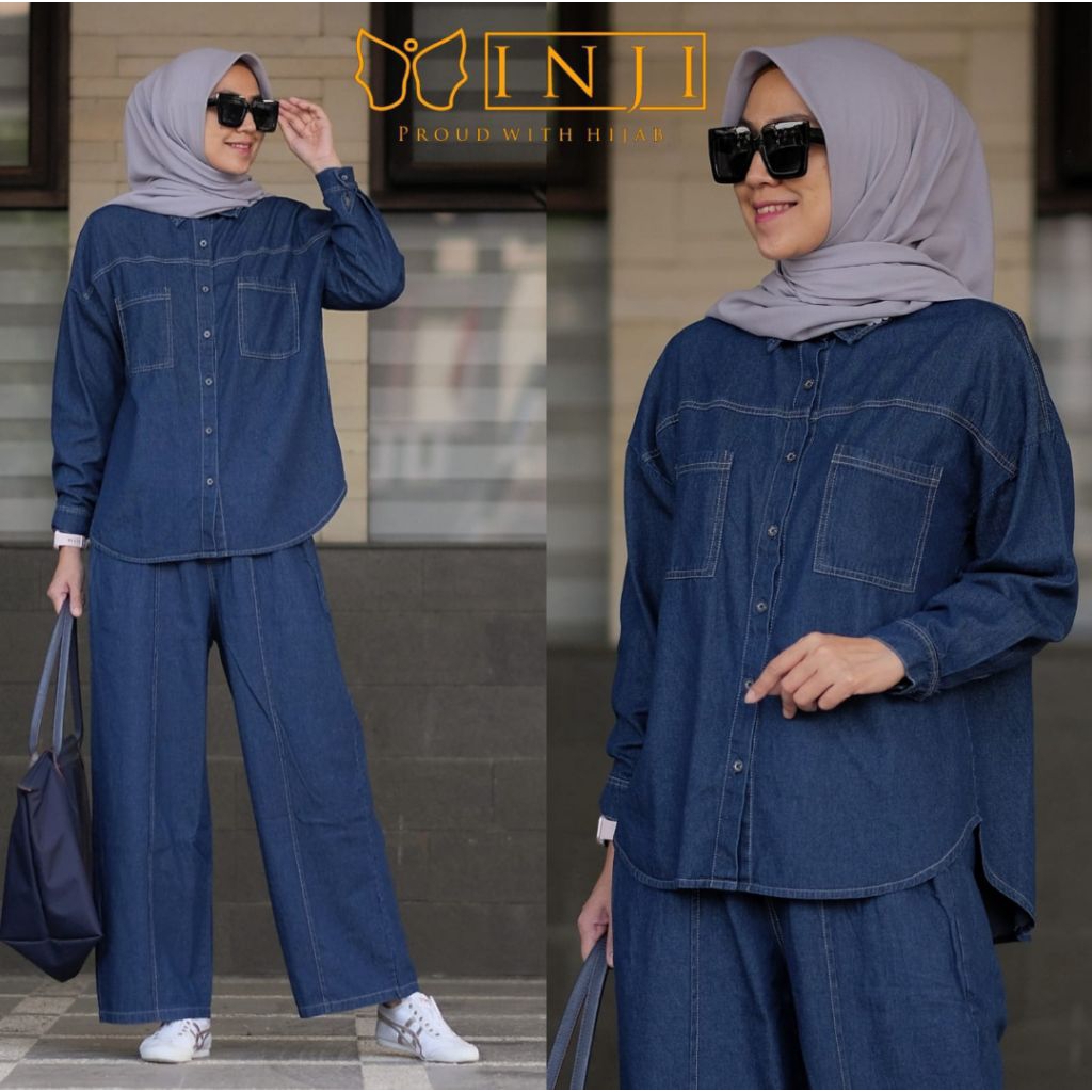 Inji Set Terbaru. Orly Set Inji Rok Celana Terbaru. Set Inji Denim Terbaru. Set Denim Set Jeans Inji
