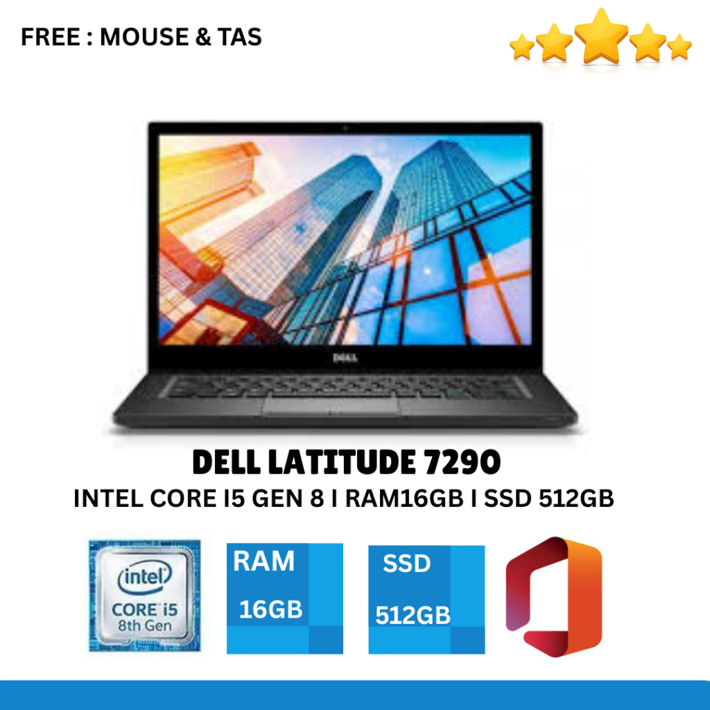Laptop Dell Latitude 7290 Interl Core i5 Gen 8 I Core i7 Gen 8 RAM 8GB SSD 256GB Layar 13 inch