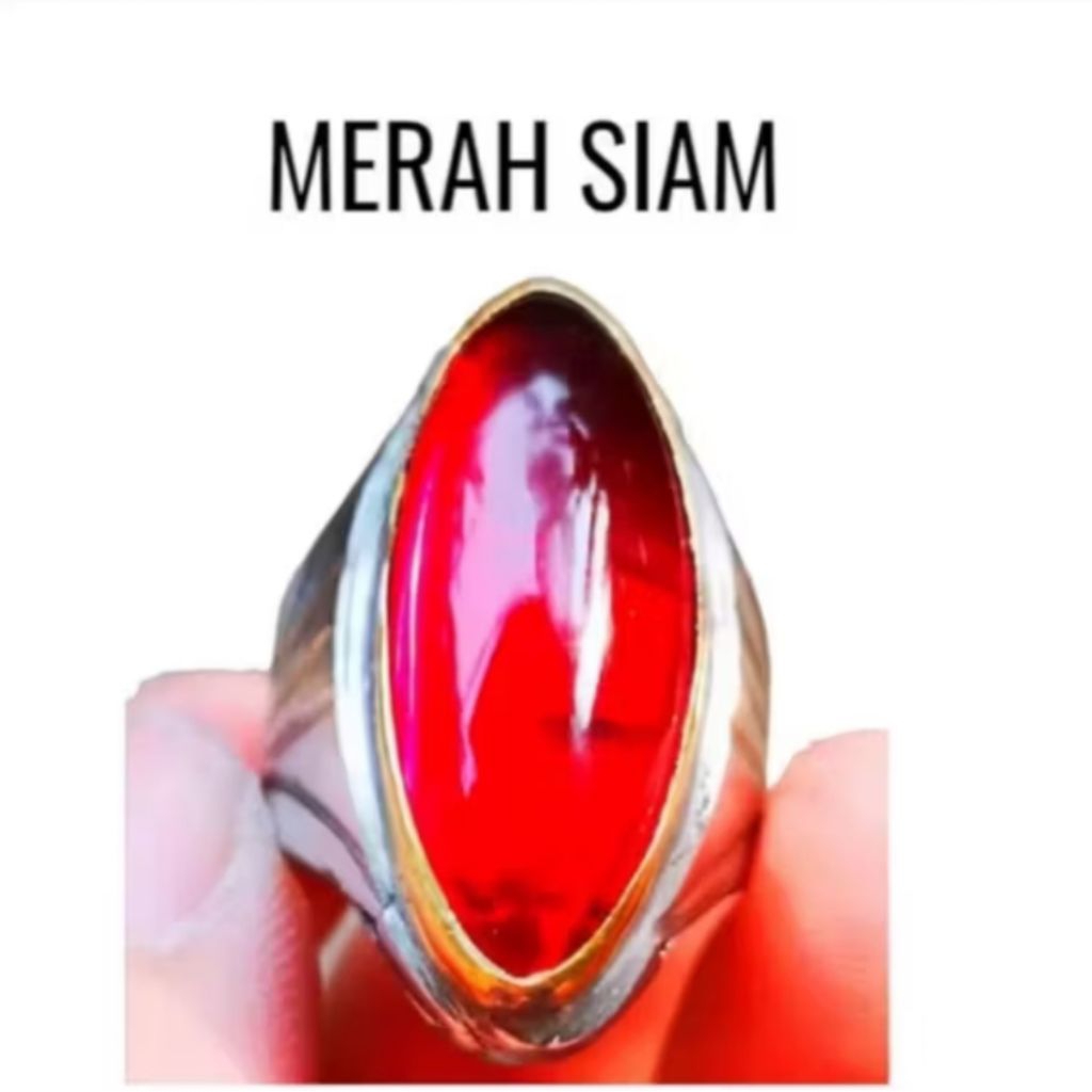 batu cincin pandan merah siam ring monel original pandan merah