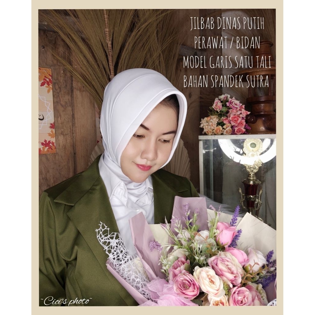 Jilbab dinas putih premium ( lebih tebal dari warna lain )