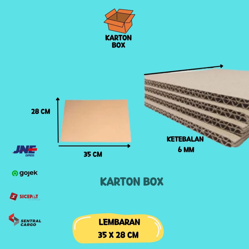 

Karton Kardus Lembaran Sheet 35x28 CM Double Wall