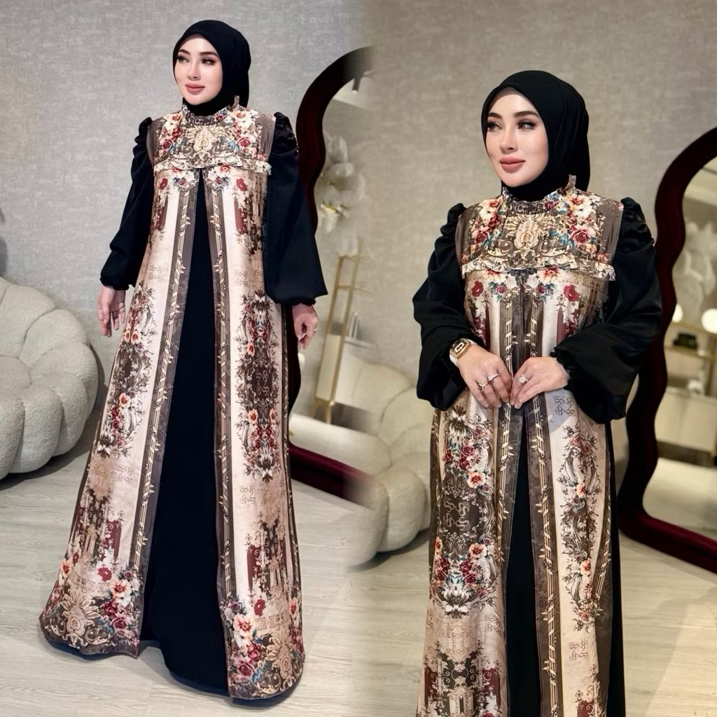 shellasaukia gamis silk printing premium