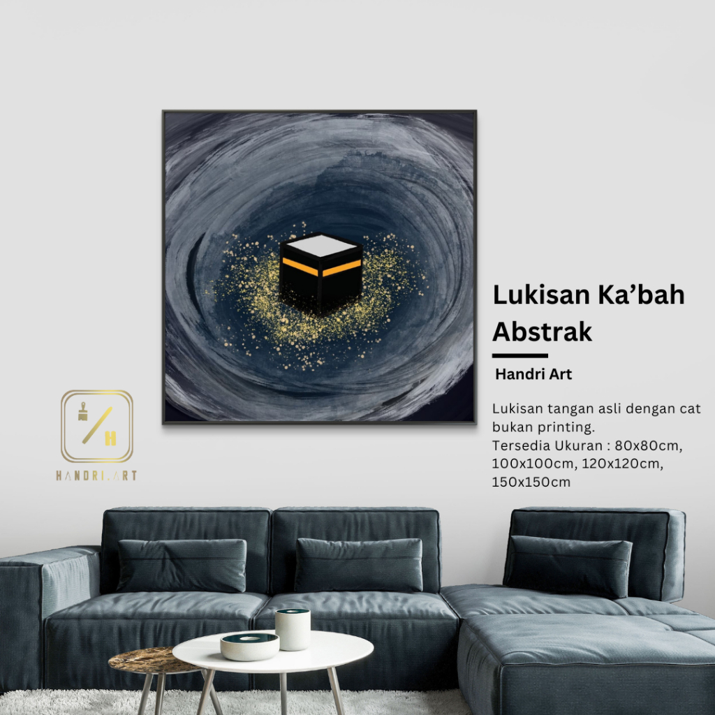 HandriArt | Lukisan Ka'bah Abstrak | Posisi Potrait | Lukisan Tangan Asli 100% Handmade