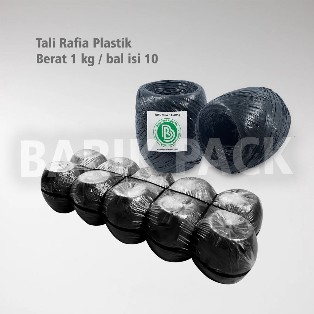 

Tari Rafia Tali Plastik Hitam Tali hitam 1 Bal 1 KG Full Isi 10 Pcs