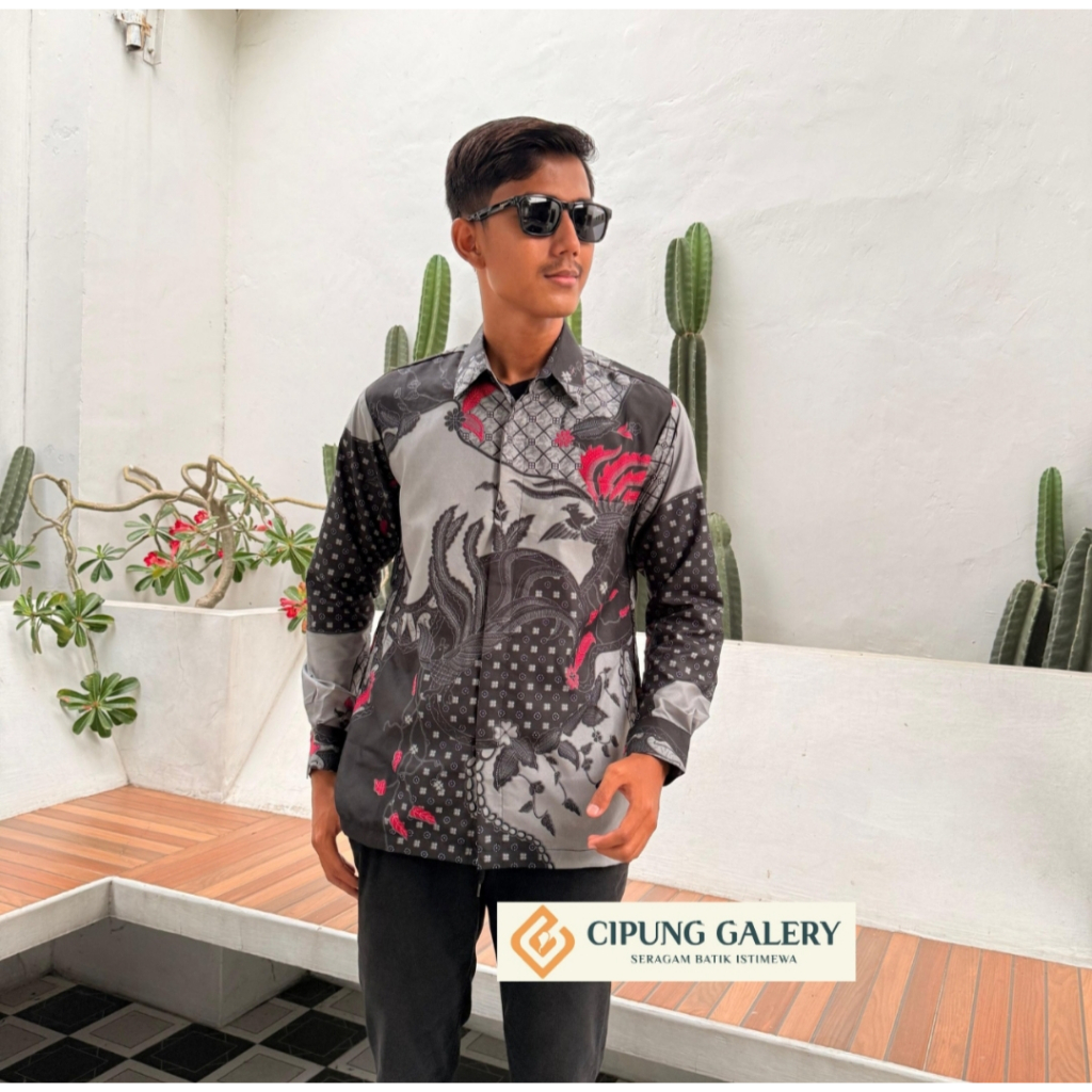 Batik Pria Abu Hitam New Motif Aksena
