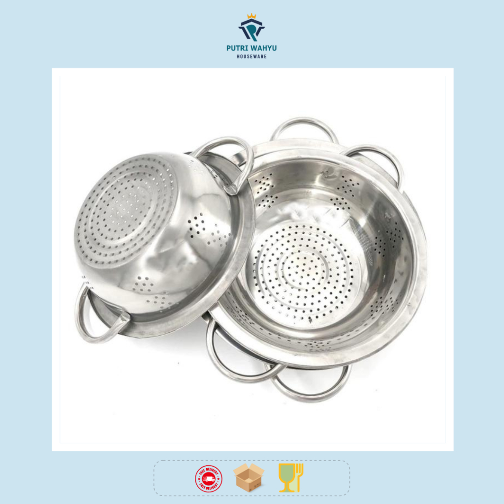 Sangku Bakul Nasi Stainless Colander Tanpa Tutup