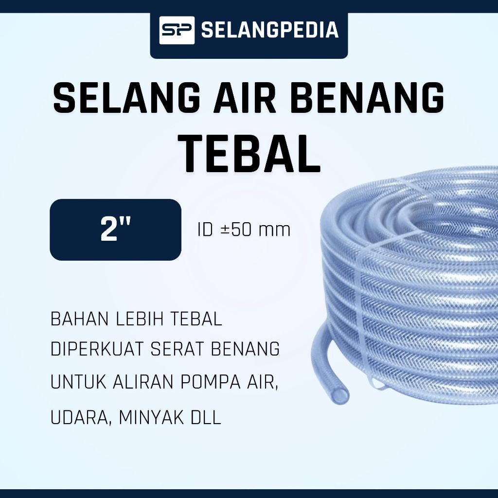 Selang Air Benang Serat TEBAL 2” inch Hose Keran Taman Cuci Motor Mobil Murah Per Meter