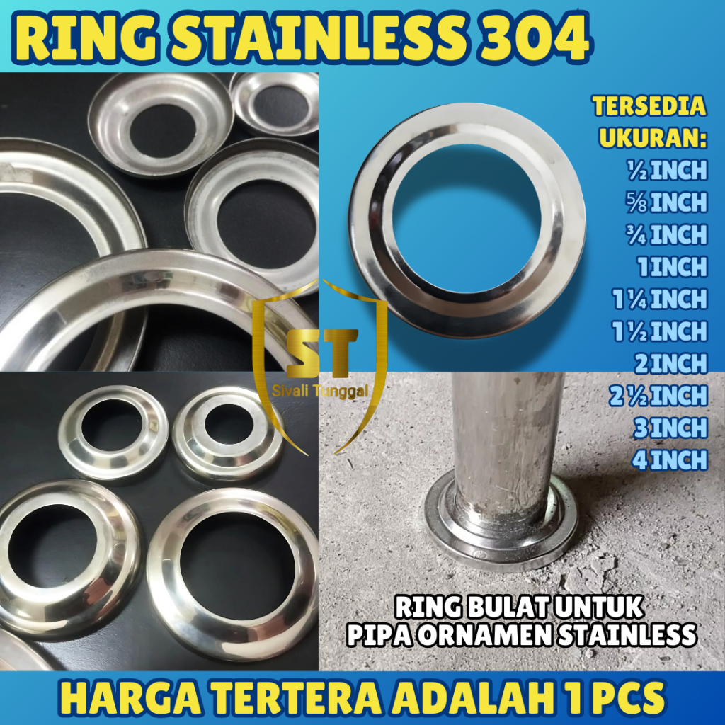 (1/2INCH - 2 1/2INCH) RING BULAT 304 RING PIPA ORNAMEN STAINLESS PENUTUP KAKI PIPA STAINLESS