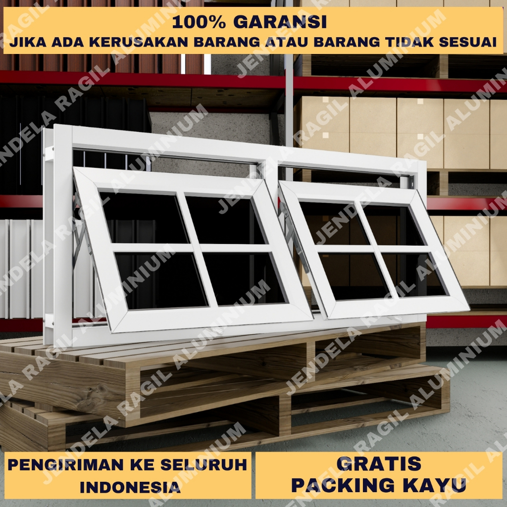 Boven 2 Daun Aluminium Jungkit Ornamen Ukuran Tinggi 50 x Panjang 100 Cm (50x100) Garansi 100%