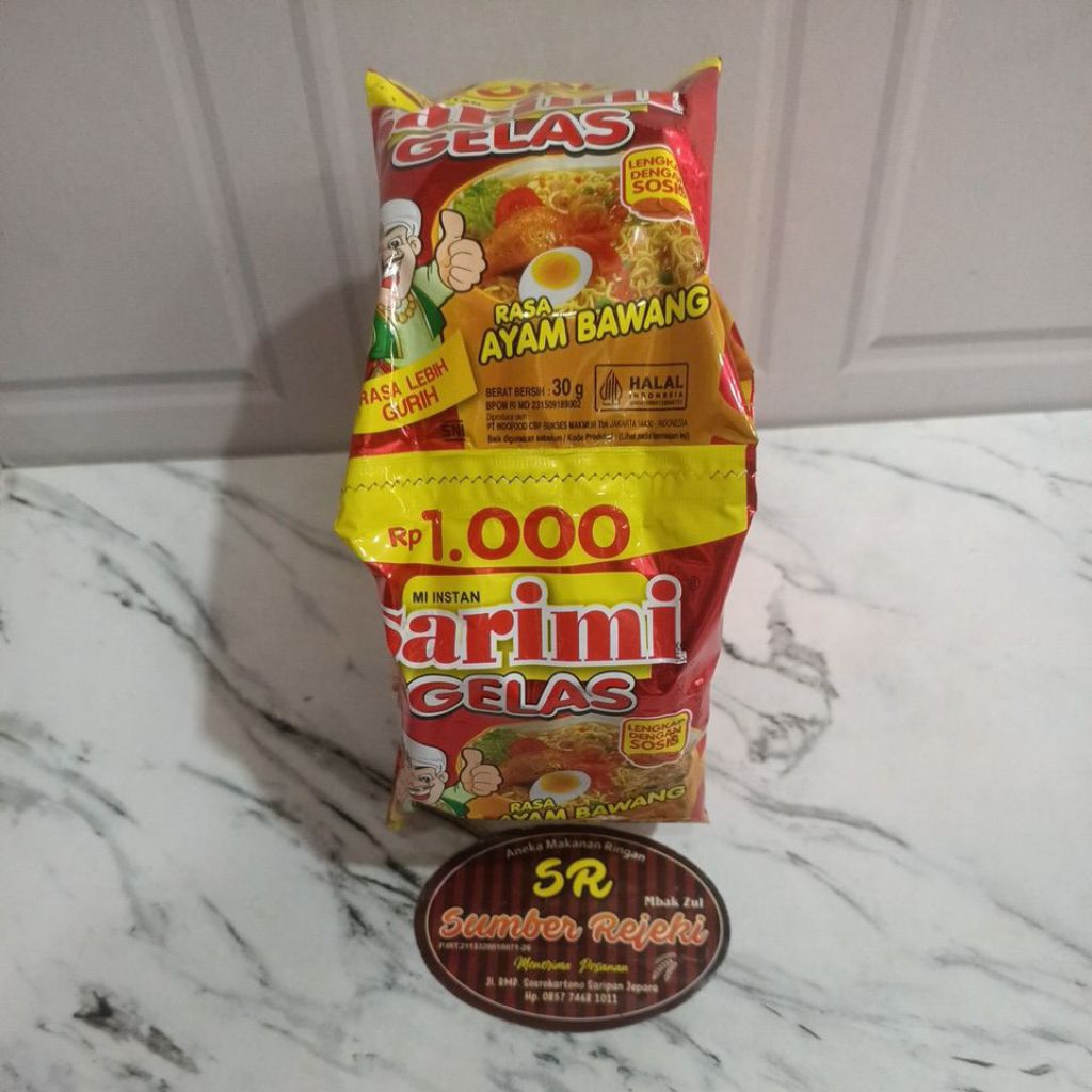 

SARIMI GELAS AYAM BAWANG ISI 10 PCS BERAT 300 GRAM