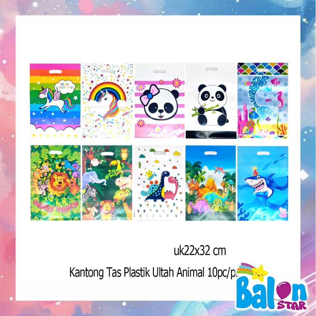 

(Isi 10Pcs UK L) Kantong Tas Plastik Opp Ultah Motif Kids, plastik snack ultah, kantong souvenir, tas plastik kado ultah