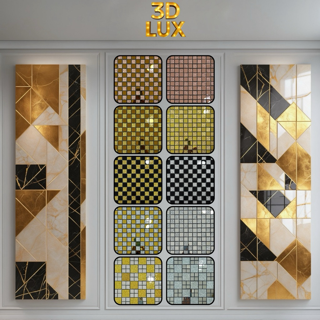 10 Choice ADHESIVE Mosaic Square Gold Mirror glass tiles Dinding Keramik Dekorasi Mewah Wall Art