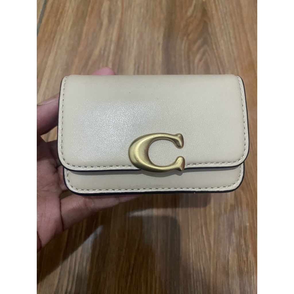 PRELOVED COACH BANDIT BELT CARD CASE - BEIGE ORIGINAL