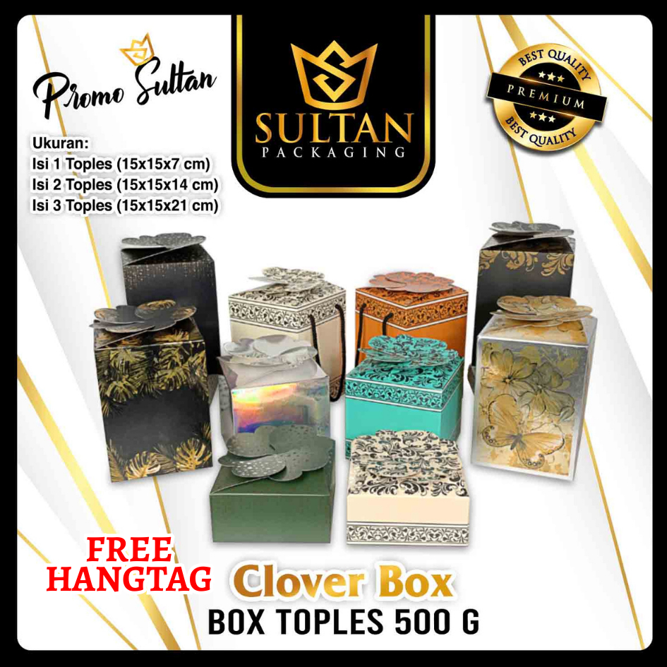 Clover Box - Kotak Kado Wadah Toples Mewah 500 Gr - All variant Clover
