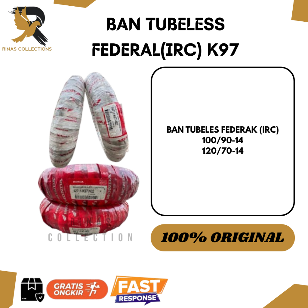 BAN TUBELESS FEDERAL (IRC) K97 PCX 160,VARIO 160 ORIGINAL 100%