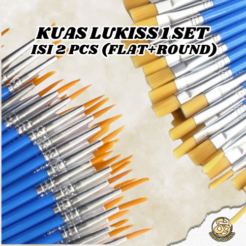 

Kuas Lukis Cat Air Minyak Kanvas Paintbrush Painting Brush Canvas Isi 2 Pcs Art Acrylic Akrilik Palet Bahan Bulu Nylon 100% Lembut Awet