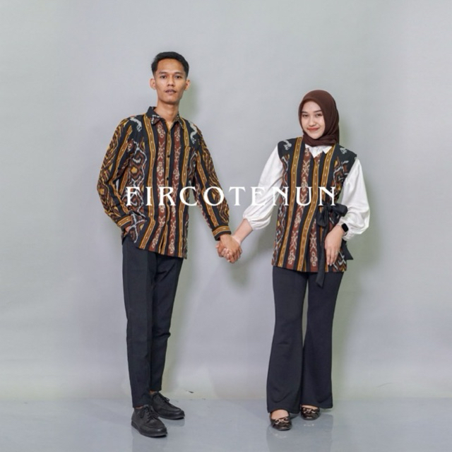Couple Tenun Ocha - Vest Tenun Wanita & Kemeja Tenun Pria Modern Elegan