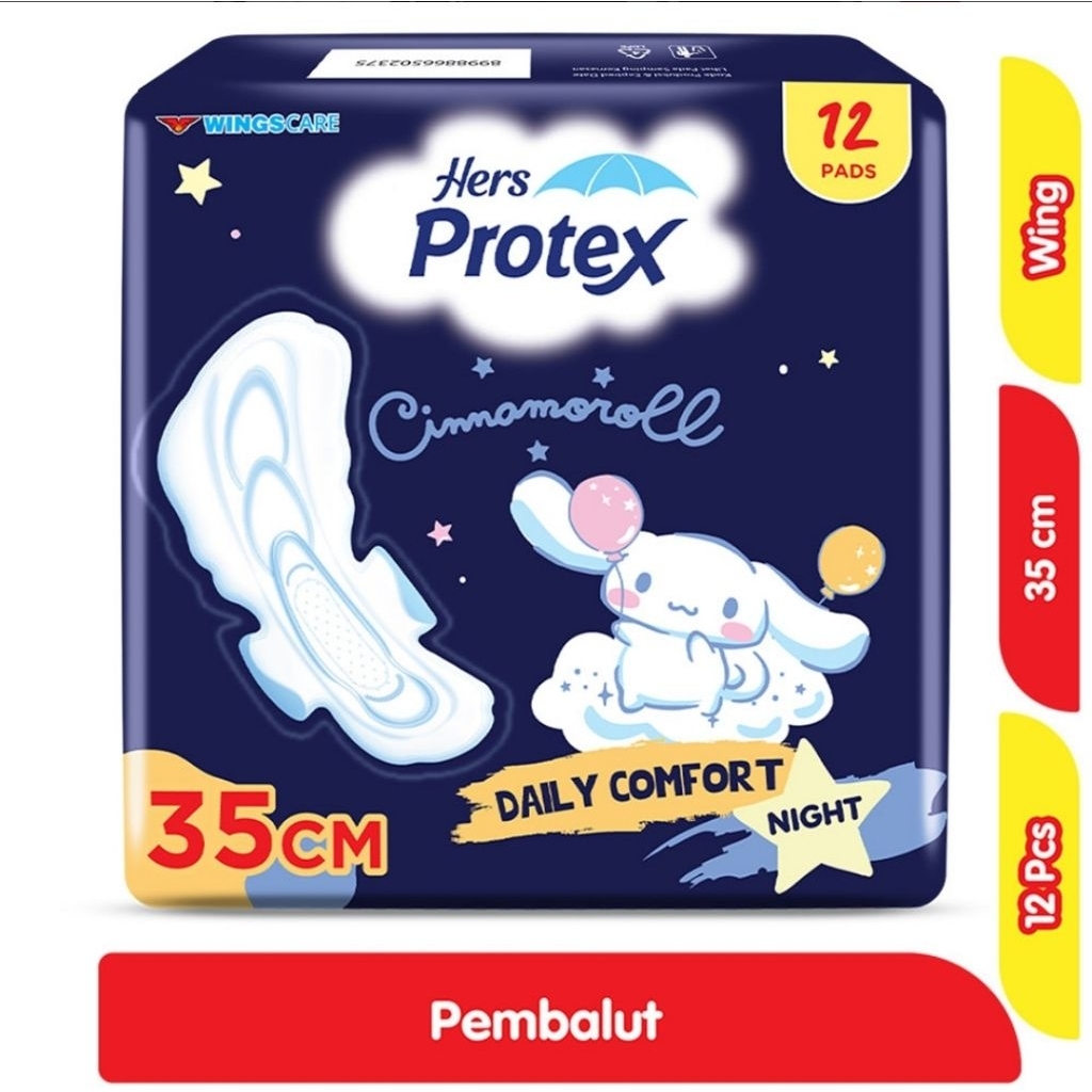 Hers Protex Pembalut Wanita Wing Malam 35 cm (12 pcs)