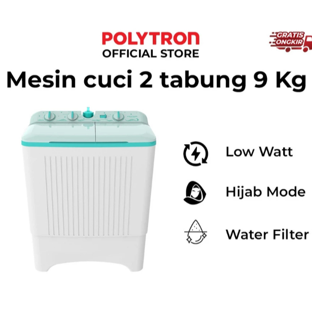 POLYTRON MESIN CUCI 2 TABUNG 9KG PWM 9076