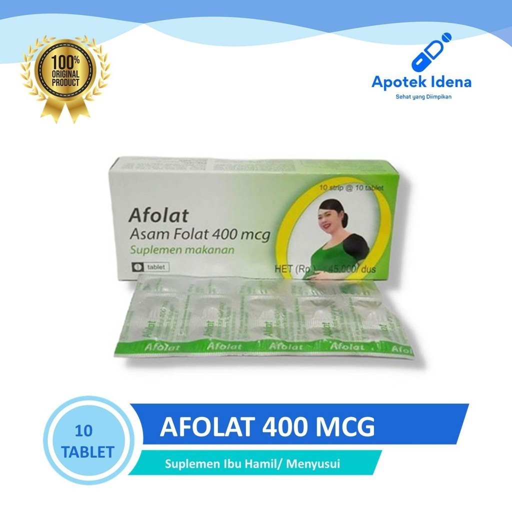 AFOLAT 400 Mcg Box Isi 100 Tablet Asam Folat/Suplemen Ibu Hamil/Program Hamil