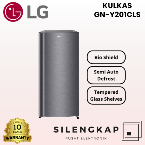 LG Kulkas 1 Pintu GN-Y201CLSR Semi Auto Deforst 169L / 164L Garansi Resmi / GN Y201CLSR