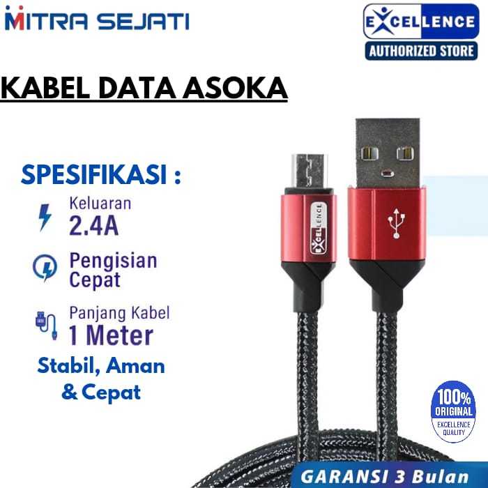 EXCELLENCE Kabel Data Asoka Micro/Type-C/Lightning 2.4A 100cm Fast Charging