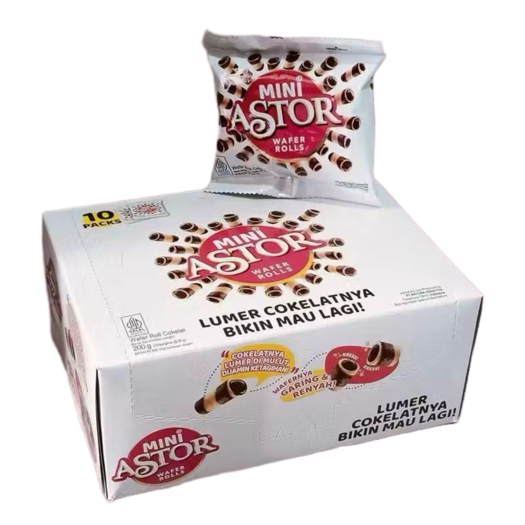 

MINI ASTOR WAFER ROLLS [1 BOX ISI 10 PACKS @15G] | MAYORA ASTOR | ASTOR SINGLE | MINI ASTOR COKELAT | WAFER COKELAT