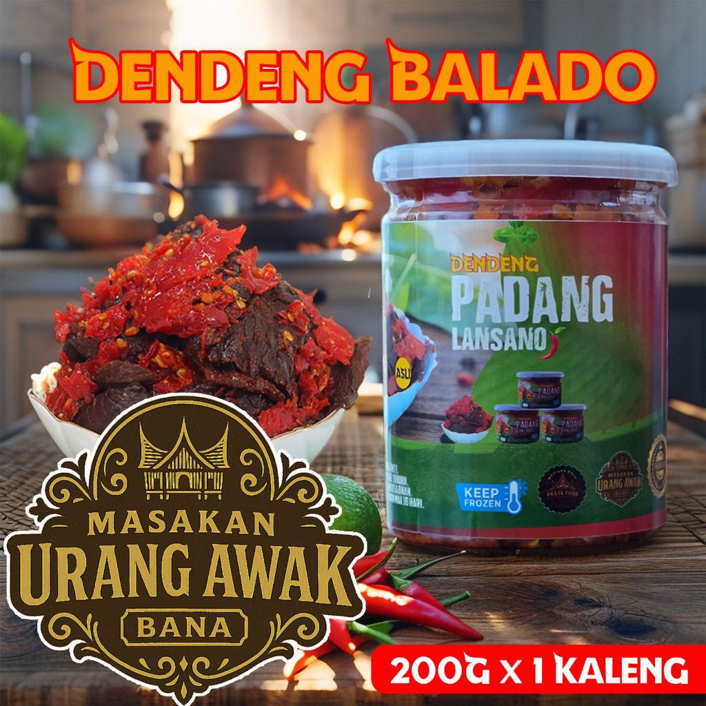 

Dendeng Balado Khas Padang Premium/Dendeng Padang Lansano 200Gr Siap Saji Halal