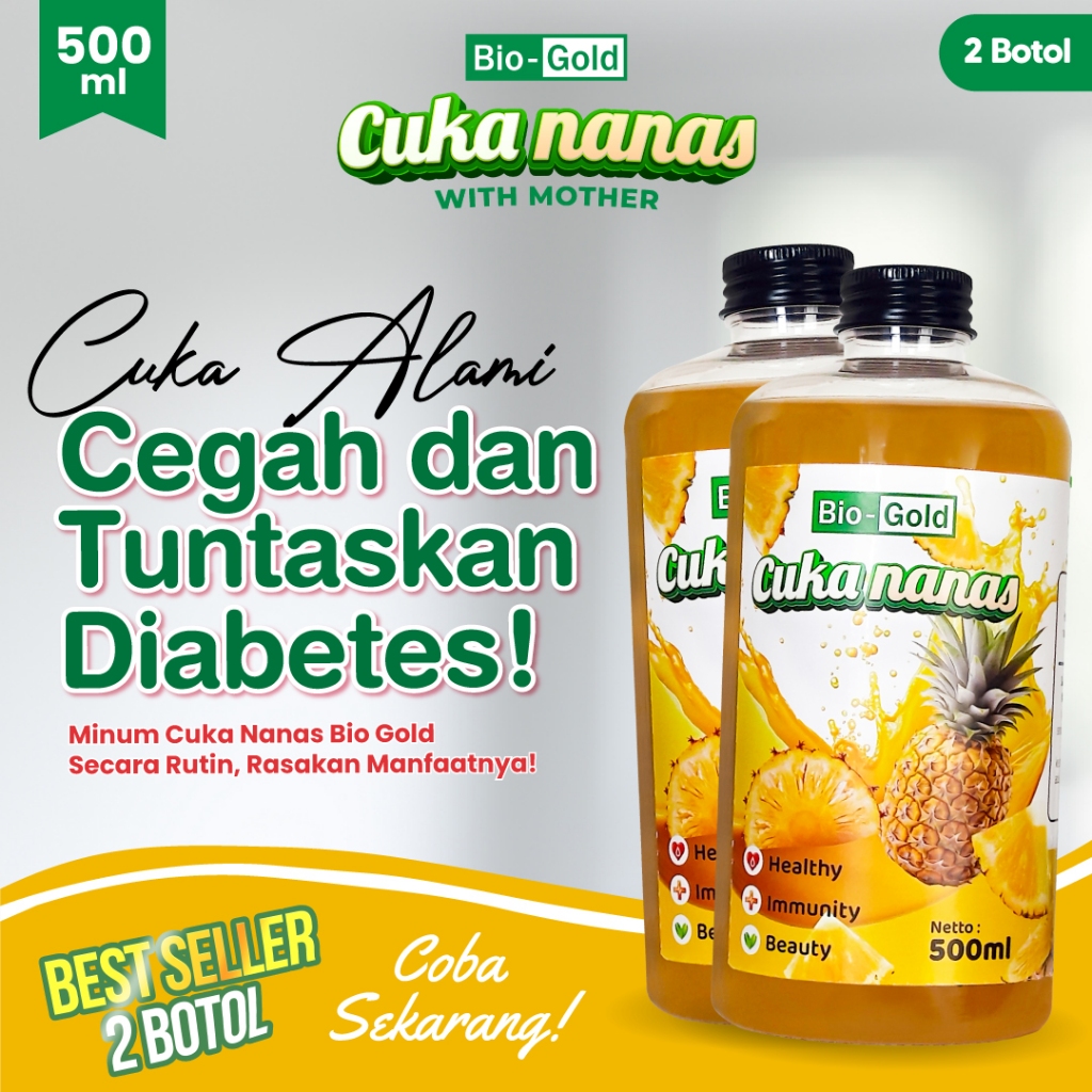 

Cuka Nanas BIO GOLD Fermentasi 500ml - Herbal Tradisional untuk Diabetes, Kolesterol, Hipertensi, Melancarkan Pencernaan, Menjaga Imun, dan Detox Tubuh Alami
