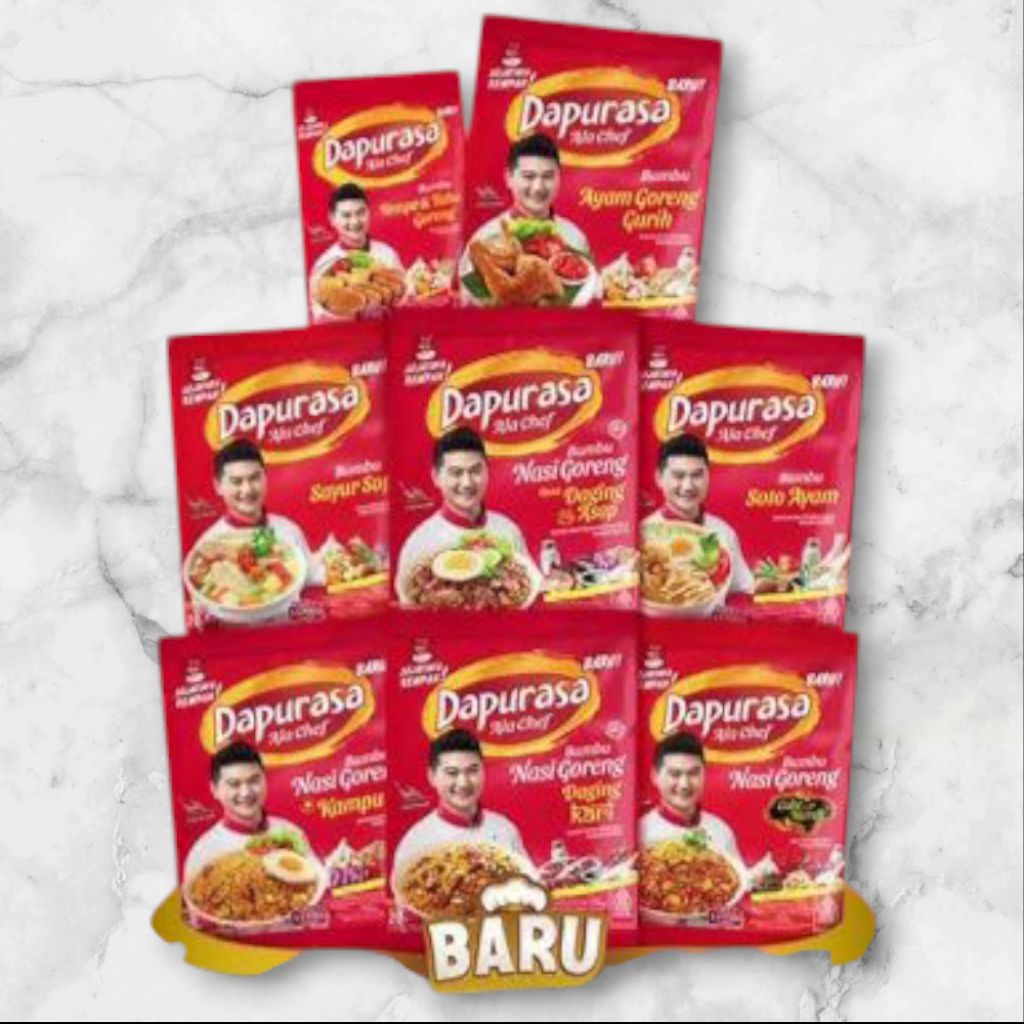 

Bumbu Masak Instant Dapurasa Ala Chef Arnold Poernomo Varian Nasi Goreng Kampung, Nasi Goreng Cabe, Nasi Goreng Daging Kari, Nasi Goreng Daging Asap, Ayam Goreng Gurih, Soto Ayam, Tempe Tahu Goreng, Sayur Sop