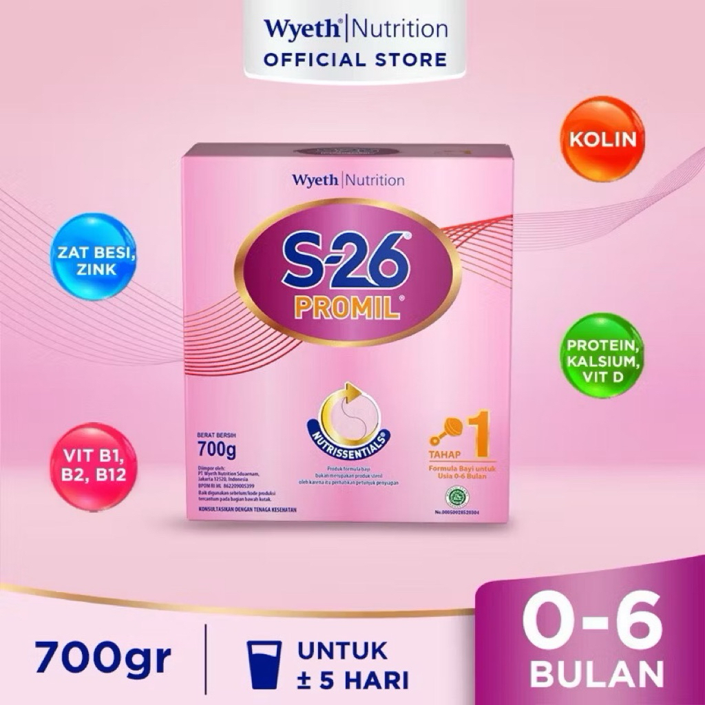 S-26 Promil Tahap 1 Susu Formula Bayi 0-6 bulan 700 gr