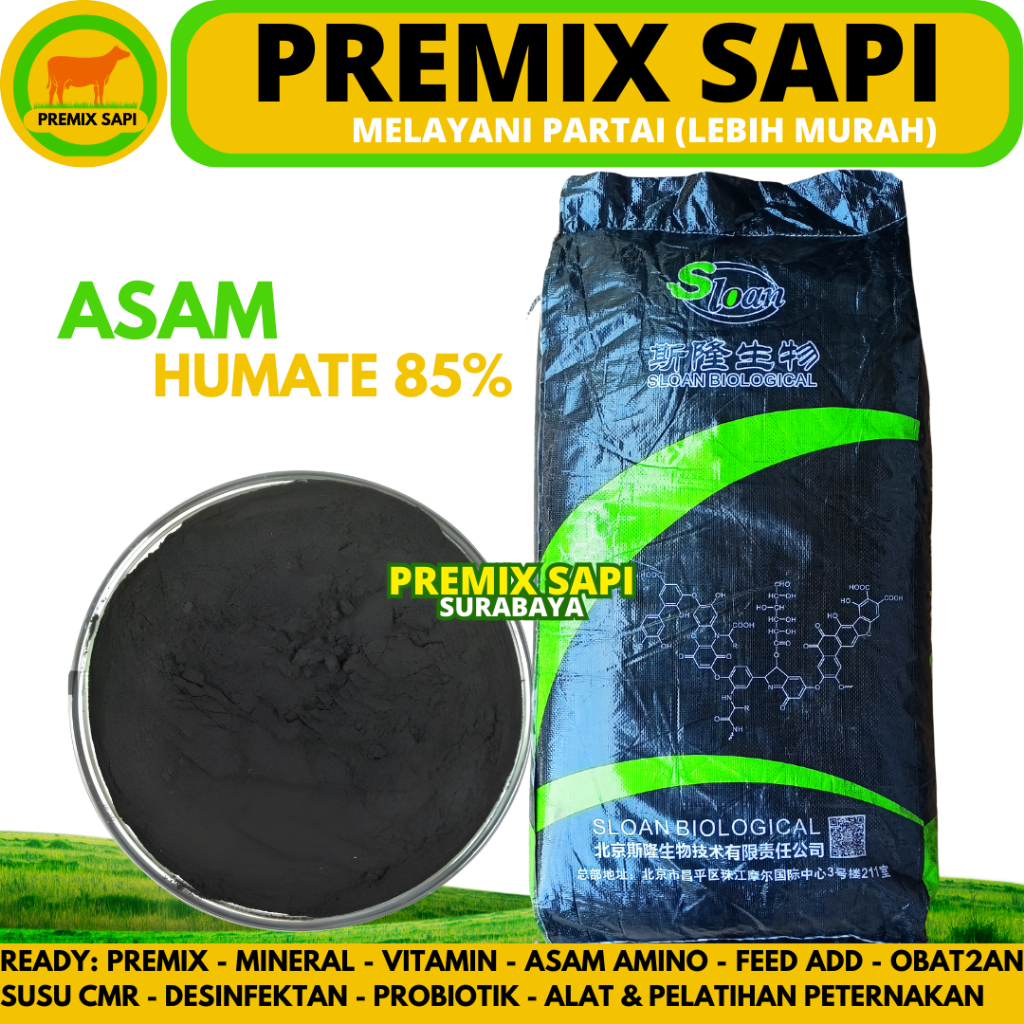 ASAM HUMAT 25 KG 85% SLOAN (1 SAK HITAM) - Sodium Humate 25 kg - Humic Acid 25 kg - Sodium Humat - H