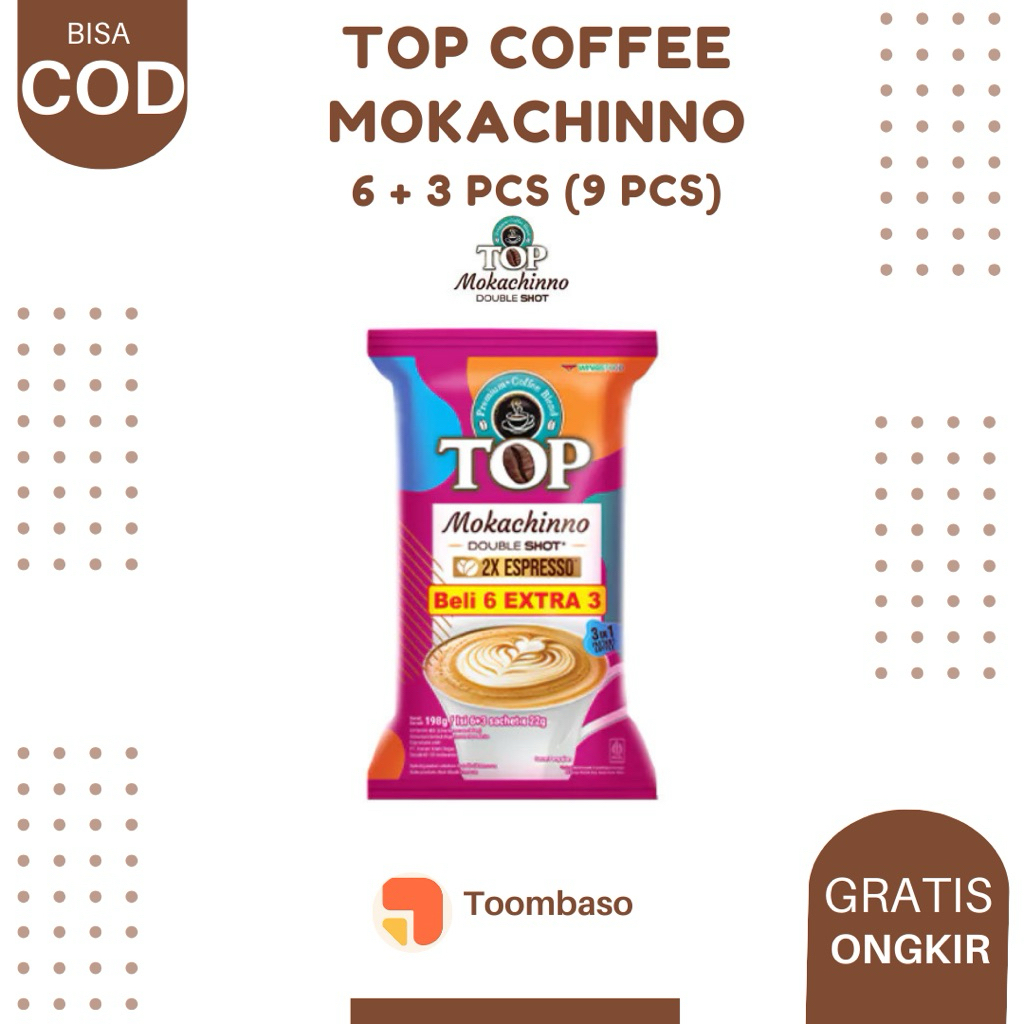 

Top Coffee Kopi Mokachinno Double Shot Instan Pack 22 gr isi 6 + 3 pcs Termurah Bisa COD