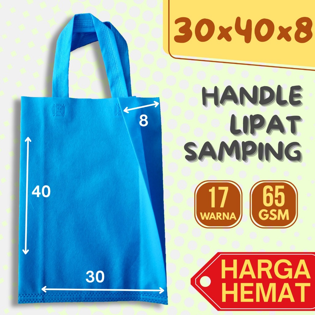 

Tas Kain Spunbond Handle 30x40x8cm Bahan Tebal Polos | HLS | Goodie Bag | Tote Bag | Souvenir | Hampers | Sembako | per PCS