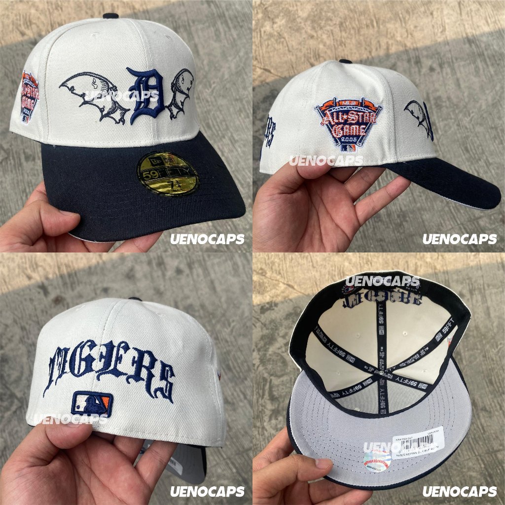 Topi American Style Low Profile Fitted Detroit Tigers All Star Game Wings Cream Black Build Up Curve