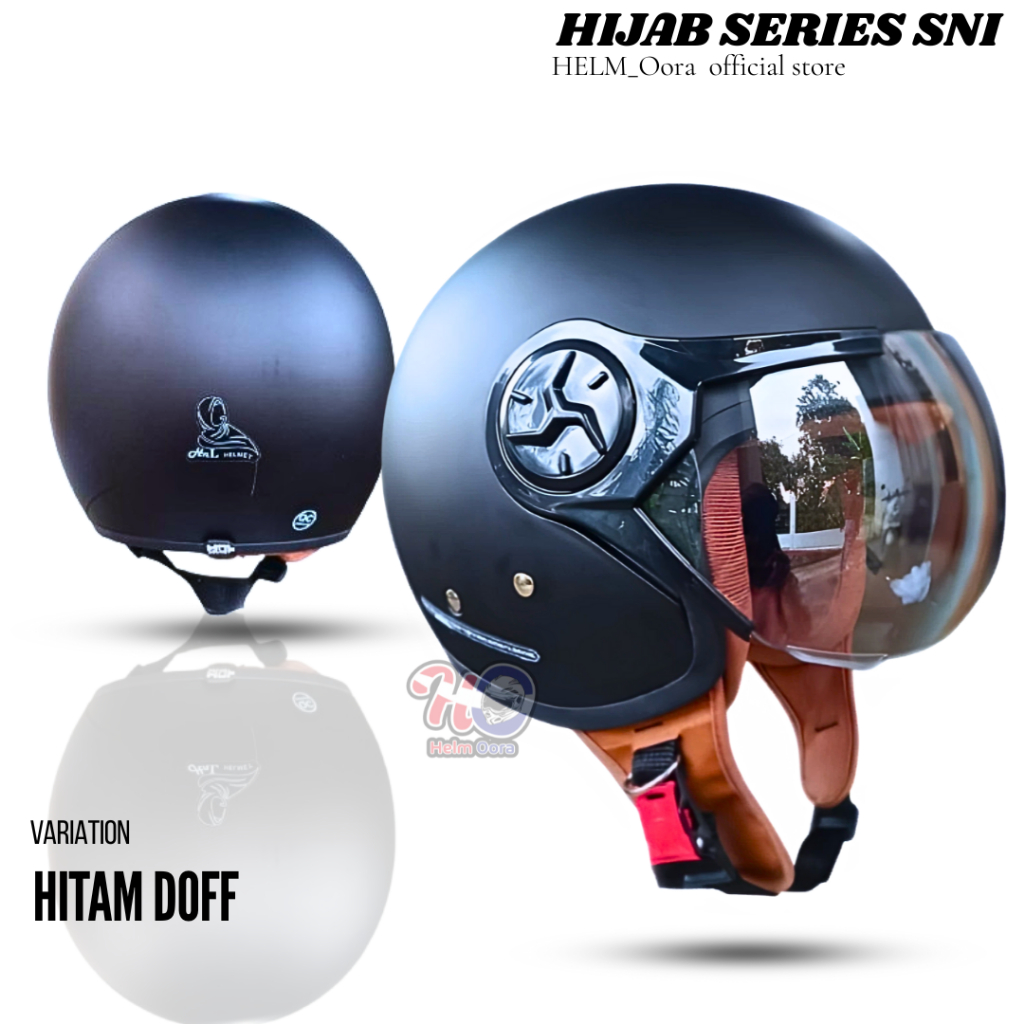 Helm Retro Hijab Half Face Bipplast Fantasy Helem Wanita Cepol SNI Original Cargloss - Hitam Doff