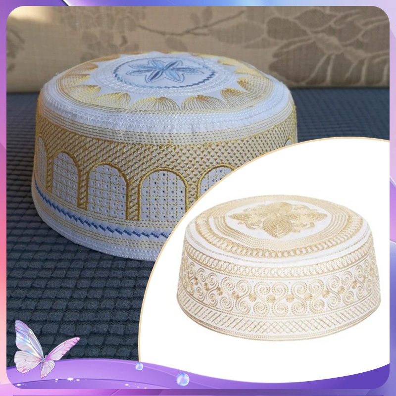 Worship Hat Topi Haji Pria Sholat Pria Topi Arabian Kopiah Bordir Topi