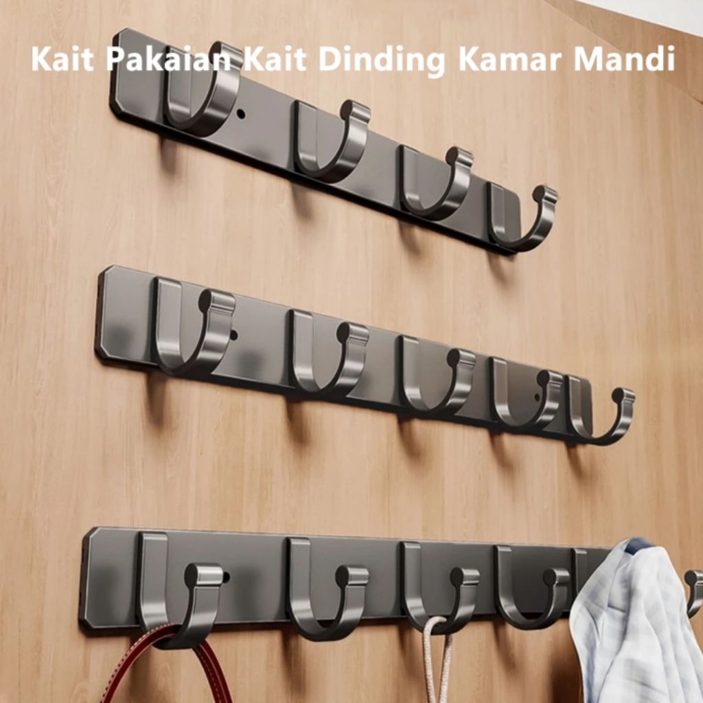 Gantungan Baju Single Tempel Dinding Pintu Lemari Kapstok Tas Jaket Aluminium Serbaguna