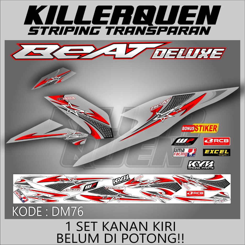 STRIPING TRANSPARAN MOTOR BEAT DELUXE  STRIPING TRANSPARAN BEAT DELUXE  (DM76)