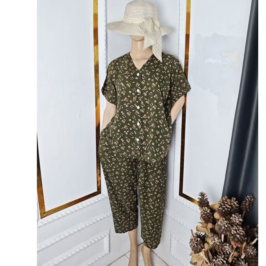 PIYAMA SET KERAH V KEKINIAN