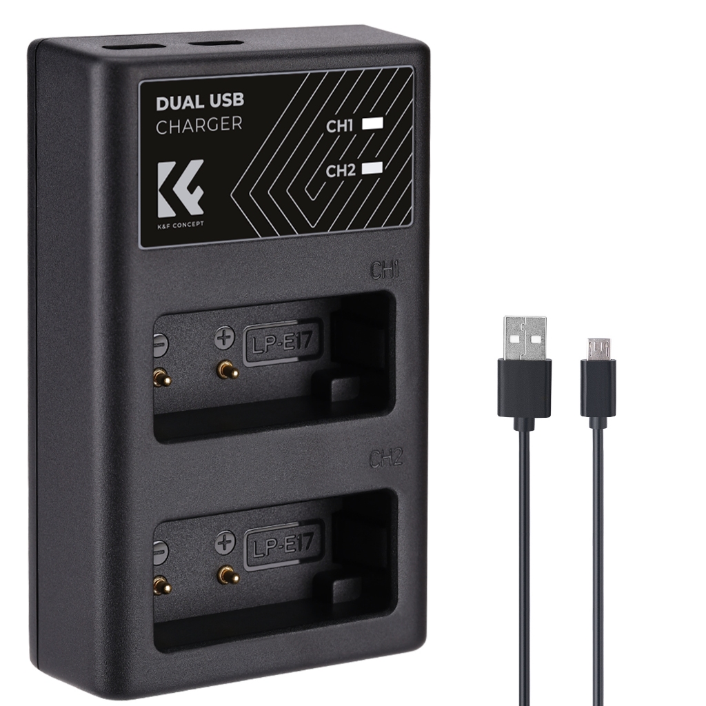 Charger Baterai Kamera Canon Eos LP-E17 K&F Concept  Dual Slot Quick Charger EOS RP,  M3, M5, M6 II