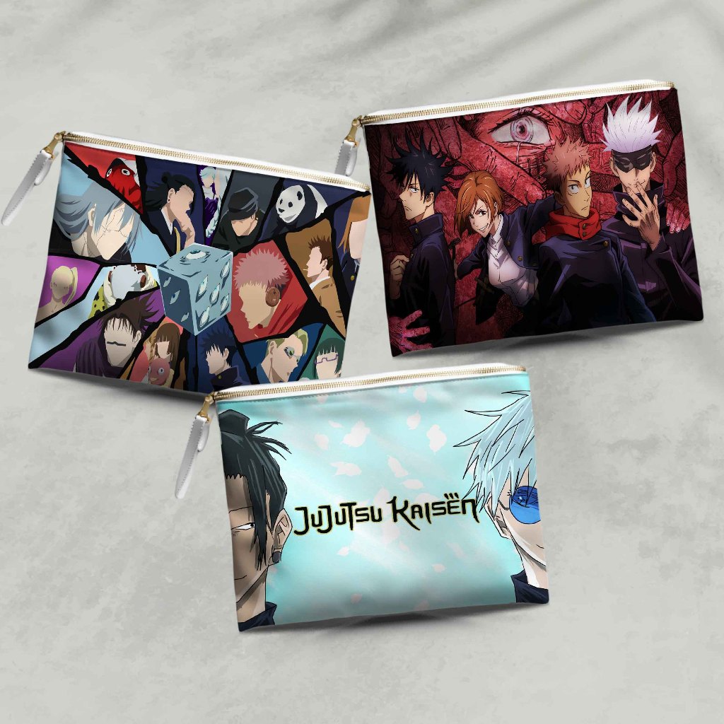Tempat Pensil Pouch Serbaguna Pouch Kosmetik Anime Jujutsu Kaisen Kotak Pensil Keren Karakter Jepang