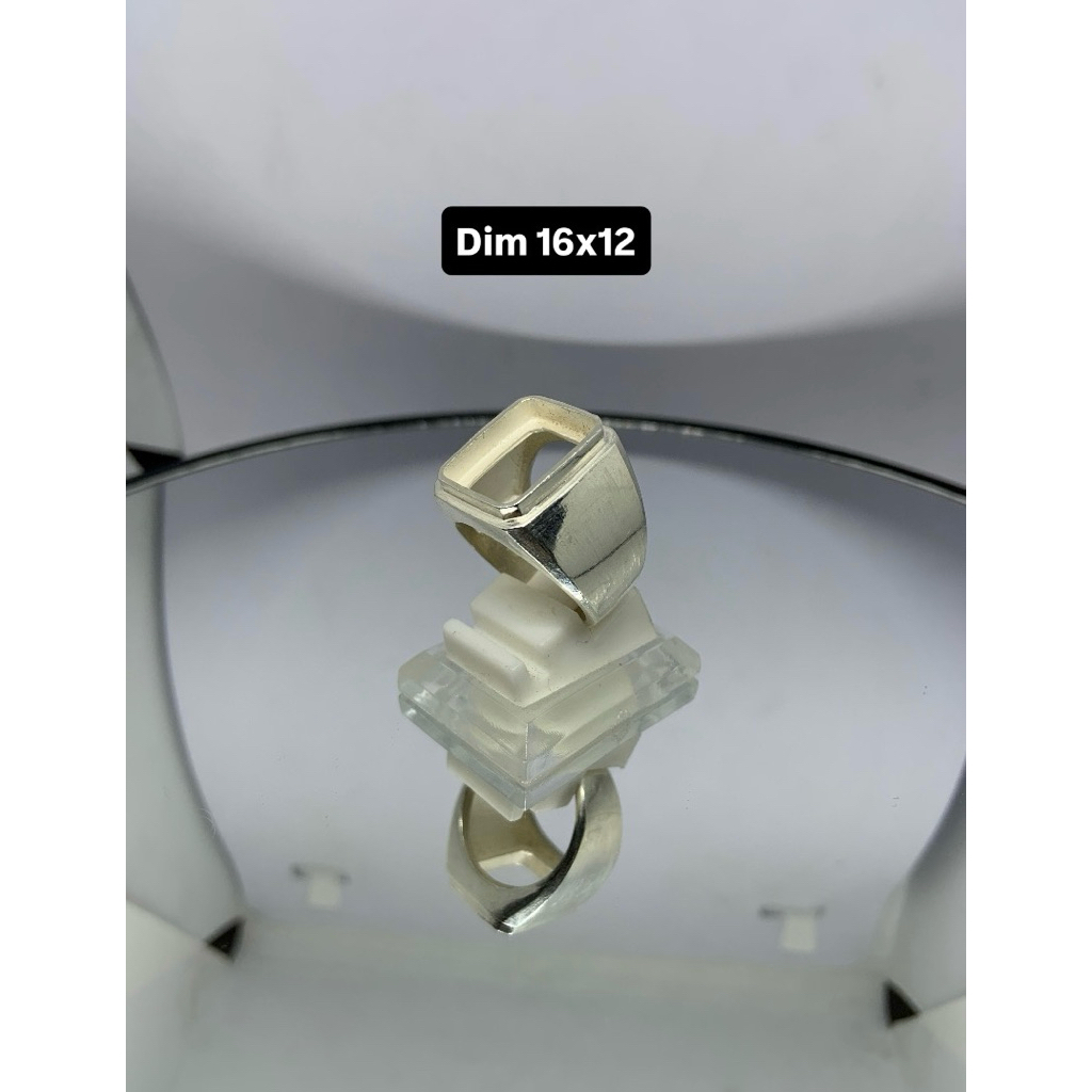 Syahira Silver Ring Perak 925 Dim 16x12 Model Tanam Kotak