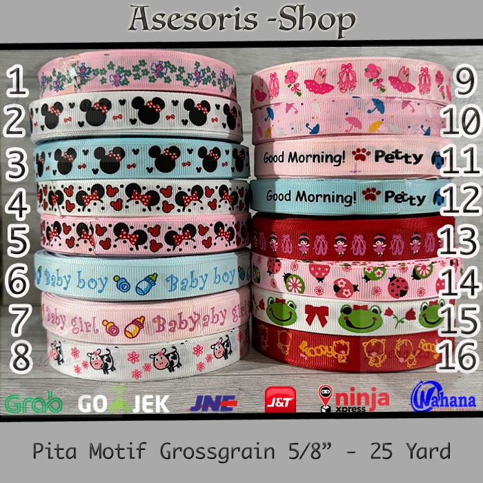 

Pita Motif Karakter | Pita Grossgrain 5/8 inch | Pita Grossgrain Motif Karakter | Pita Karakter | Pita Mickey | Pita Baby | Pita Ultah | Pita Grossgrain 25 Yard